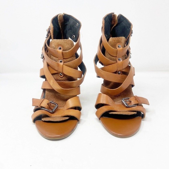 Trouve Strappy Open Toe Gladiator Ankle Cut Out Zipper Back Heel 7.5 - Picture 3 of 8